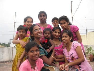 Angelene with kids in Chennai