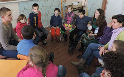 Group of kids in Moldova Community Center